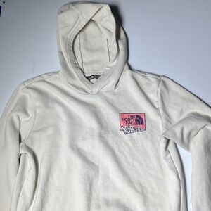 The North Face Off-White Hoodie with Purple Logo